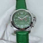 Higher Quality Replica Panerai Mens Watch 44mm SS Green Dial Green Leather Band 